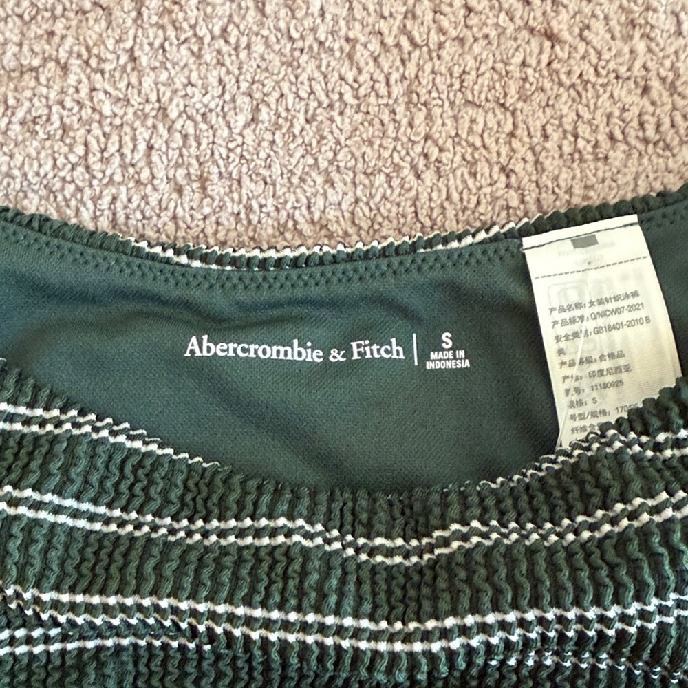 NWT Abercrombie & Fitch Green Striped Bikini Bottom - Picture 2 of 4